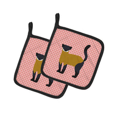 Load image into Gallery viewer, Yellow-Throated Marten Pink Check Pot Holders - Set of 2 - Heat-Resistant Kitchen Essentials BB7874PTHD