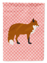 Load image into Gallery viewer, Red Fox Pink Check Garden Flag - Outdoor Decorative Yard Flag