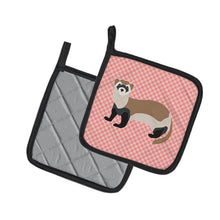 Load image into Gallery viewer, Ferret Pink Check Pot Holders - Set of 2 - Heat-Resistant Kitchen Essentials BB7878PTHD