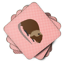 Load image into Gallery viewer, Coypu Nutria River Rat Pink Check Foam Coaster  BB7879FC