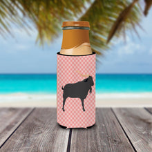 Load image into Gallery viewer, Verata Goat Pink Check   Hugger for slim cans