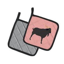 Load image into Gallery viewer, Verata Goat Pink Check Pot Holders - Set of 2 - Heat-Resistant Kitchen Essentials BB7882PTHD