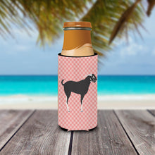 Load image into Gallery viewer, Black Bengal Goat Pink Check   Hugger for slim cans