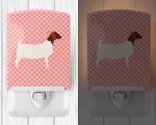 Load image into Gallery viewer, Boer Goat Pink Check Ceramic Night Light BB7886CNL