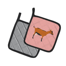 Load image into Gallery viewer, Oberhasli Goat Pink Check Pot Holders - Set of 2 - Heat-Resistant Kitchen Essentials BB7888PTHD