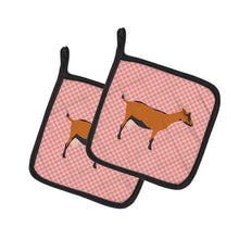 Load image into Gallery viewer, Oberhasli Goat Pink Check Pot Holders - Set of 2 - Heat-Resistant Kitchen Essentials BB7888PTHD