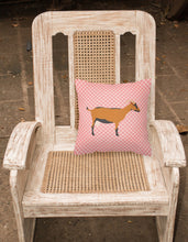 Load image into Gallery viewer, Oberhasli Goat Pink Check Fabric Decorative Pillow BB7888PW1818