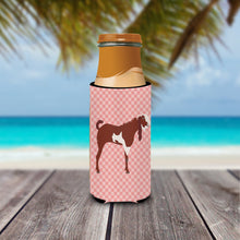 Load image into Gallery viewer, Jamnapari Goat Pink Check   Hugger for slim cans