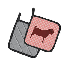 Load image into Gallery viewer, Kalahari Red Goat Pink Check Pot Holders - Set of 2 - Heat-Resistant Kitchen Essentials BB7891PTHD
