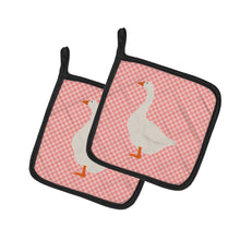 Load image into Gallery viewer, Embden Goose Pink Check Pot Holders - Set of 2 - Heat-Resistant Kitchen Essentials BB7892PTHD