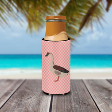 Load image into Gallery viewer, Chinese Goose Pink Check   Hugger for slim cans