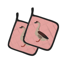 Load image into Gallery viewer, Chinese Goose Pink Check Pot Holders - Set of 2 - Heat-Resistant Kitchen Essentials BB7896PTHD