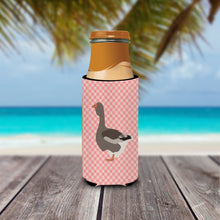 Load image into Gallery viewer, Toulouse Goose Pink Check   Hugger for slim cans
