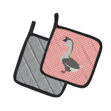 Load image into Gallery viewer, African Goose Pink Check Pot Holders - Set of 2 - Heat-Resistant Kitchen Essentials BB7899PTHD