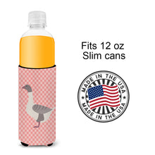 Load image into Gallery viewer, Buff Grey Back Goose Pink Check   Hugger for slim cans
