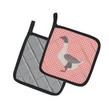 Load image into Gallery viewer, Buff Grey Back Goose Pink Check Pot Holders - Set of 2 - Heat-Resistant Kitchen Essentials BB7901PTHD