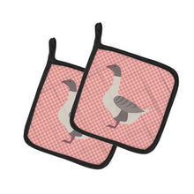Load image into Gallery viewer, Buff Grey Back Goose Pink Check Pot Holders - Set of 2 - Heat-Resistant Kitchen Essentials BB7901PTHD