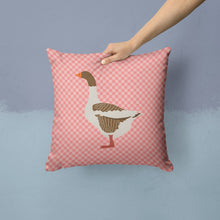 Load image into Gallery viewer, Pomeranian Rogener Goose Pink Check Throw Pillow - 14x14 Decorative Pillow – Art for Your Home &amp; Patio BB7903PW1414