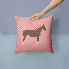 Load image into Gallery viewer, Percheron Horse Pink Check Throw Pillow - 14x14 Decorative Pillow – Art for Your Home &amp; Patio BB7906PW1414