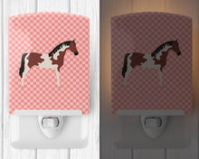 Load image into Gallery viewer, Pinto Horse Pink Check Ceramic Night Light BB7907CNL