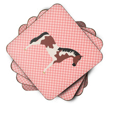 Load image into Gallery viewer, Pinto Horse Pink Check Foam Coaster  BB7907FC