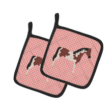Load image into Gallery viewer, Pinto Horse Pink Check Pot Holders - Set of 2 - Heat-Resistant Kitchen Essentials BB7907PTHD