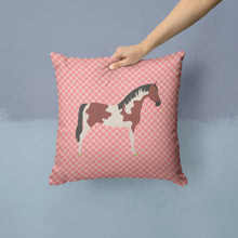 Load image into Gallery viewer, Pinto Horse Pink Check Throw Pillow - 14x14 Decorative Pillow – Art for Your Home &amp; Patio BB7907PW1414