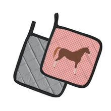Load image into Gallery viewer, Hanoverian Horse Pink Check Pot Holders - Set of 2 - Heat-Resistant Kitchen Essentials BB7909PTHD