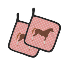 Load image into Gallery viewer, Hanoverian Horse Pink Check Pot Holders - Set of 2 - Heat-Resistant Kitchen Essentials BB7909PTHD
