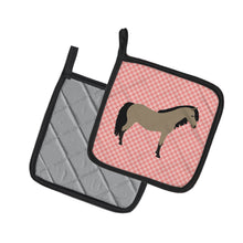 Load image into Gallery viewer, Welsh Pony Horse Pink Check Pot Holders - Set of 2 - Heat-Resistant Kitchen Essentials BB7910PTHD