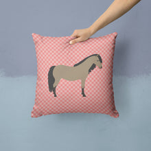 Load image into Gallery viewer, Welsh Pony Horse Pink Check Throw Pillow - 14x14 Decorative Pillow – Art for Your Home &amp; Patio BB7910PW1414