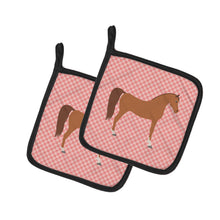 Load image into Gallery viewer, Arabian Horse Pink Check Pot Holders - Set of 2 - Heat-Resistant Kitchen Essentials BB7911PTHD