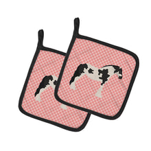 Load image into Gallery viewer, Cyldesdale Horse Pink Check Pot Holders - Set of 2 - Heat-Resistant Kitchen Essentials BB7912PTHD