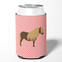 Load image into Gallery viewer, Shetland Pony Horse Pink Check Can or Bottle Hugger BB7914CC
