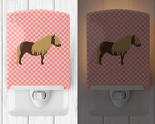 Load image into Gallery viewer, Shetland Pony Horse Pink Check Ceramic Night Light BB7914CNL