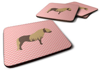 Load image into Gallery viewer, Shetland Pony Horse Pink Check Foam Coaster  BB7914FC