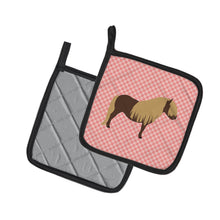 Load image into Gallery viewer, Shetland Pony Horse Pink Check Pot Holders - Set of 2 - Heat-Resistant Kitchen Essentials BB7914PTHD