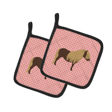 Load image into Gallery viewer, Shetland Pony Horse Pink Check Pot Holders - Set of 2 - Heat-Resistant Kitchen Essentials BB7914PTHD