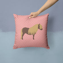 Load image into Gallery viewer, Shetland Pony Horse Pink Check Throw Pillow - 14x14 Decorative Pillow – Art for Your Home &amp; Patio BB7914PW1414