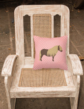 Load image into Gallery viewer, Shetland Pony Horse Pink Check Fabric Decorative Pillow BB7914PW1818