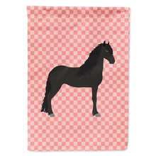 Load image into Gallery viewer, Friesian Horse Pink Check Flag Canvas House Size BB7915CHF