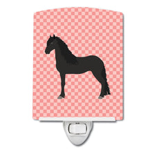 Load image into Gallery viewer, Friesian Horse Pink Check Ceramic Night Light BB7915CNL