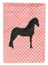 Load image into Gallery viewer, Friesian Horse Pink Check Garden Flag - Outdoor Decorative Yard Flag BB7915GF