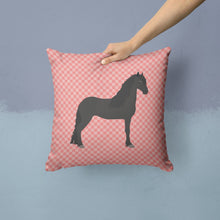 Load image into Gallery viewer, Friesian Horse Pink Check Throw Pillow - 14x14 Decorative Pillow – Art for Your Home &amp; Patio BB7915PW1414