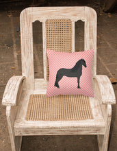 Load image into Gallery viewer, Friesian Horse Pink Check Fabric Decorative Pillow BB7915PW1818