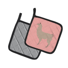 Load image into Gallery viewer, Llama Pink Check Pot Holders - Set of 2 - Heat-Resistant Kitchen Essentials BB7916PTHD