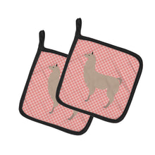 Load image into Gallery viewer, Llama Pink Check Pot Holders - Set of 2 - Heat-Resistant Kitchen Essentials BB7916PTHD