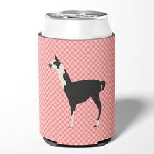 Load image into Gallery viewer, Llama Q' Ara Pink Check Can or Bottle Hugger BB7918CC