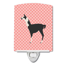 Load image into Gallery viewer, Llama Q' Ara Pink Check Ceramic Night Light BB7918CNL
