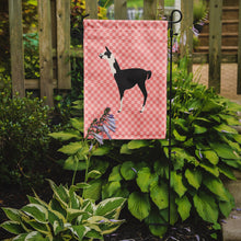 Load image into Gallery viewer, Llama Q' Ara Pink Check Garden Flag - Outdoor Decorative Yard Flag